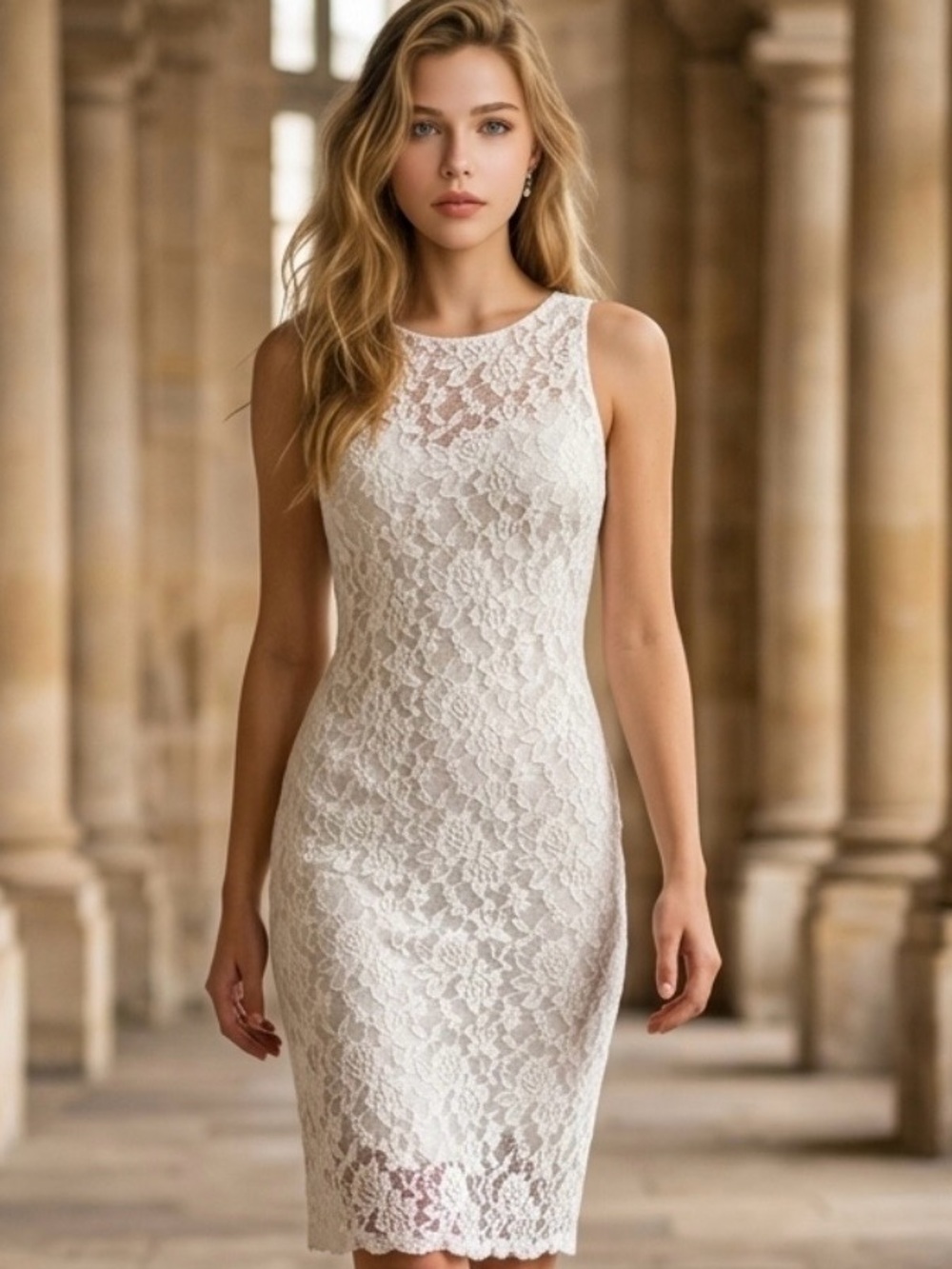 Free 💟 Stretch Lace  Midi Dress